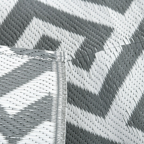 Tapis d'extérieur réversible, gris et blanc
