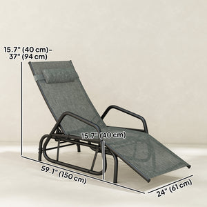 Sliding garden armchair, reclinable and adjustable in 3 positions with headrest, grey.