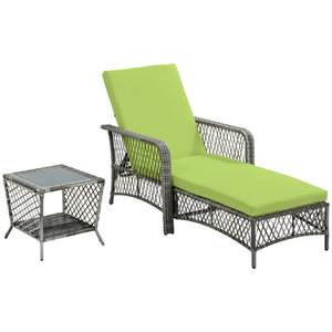 2-piece garden set in woven resin with cushions, green