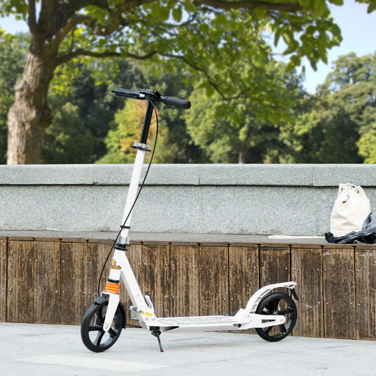 Trottinette pliable pour enfants, 4 hauteurs réglables, double frein et absorption des chocs, pour les 6 à 12 ans, blanche