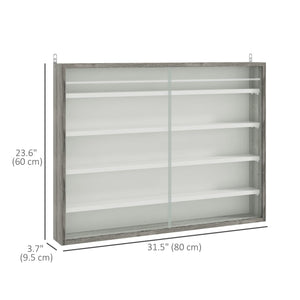 5-Tier Glass Display Cabinet with 2 Glass Doors and 4 Adjustable Shelves, White