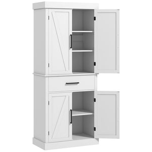 Garde-manger de style campagnard avec 4 portes de grange, blanc