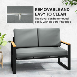2 Seater 5" Thick Outdoor Seat Cushions with 7" Backrest, Loveseat Outdoor Furniture Cushions, Fade-Resistant Replacement Patio Cushions for Indoor Outdoor, Light Grey