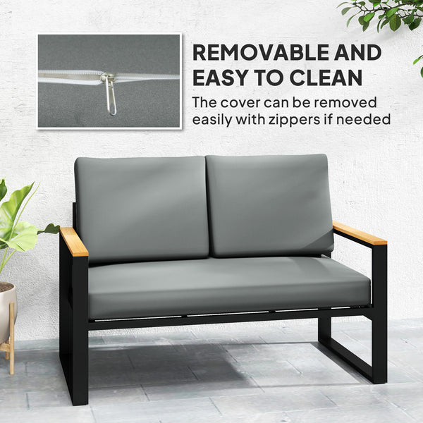 2 Seater 5" Thick Outdoor Seat Cushions with 7" Backrest, Loveseat Outdoor Furniture Cushions, Fade-Resistant Replacement Patio Cushions for Indoor Outdoor, Light Grey