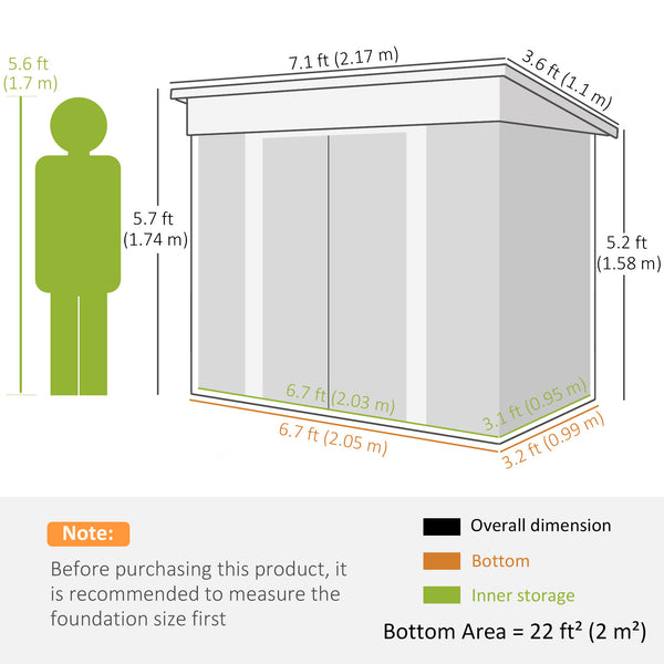 Abri de jardin en métal avec portes coulissantes verrouillables et aérations