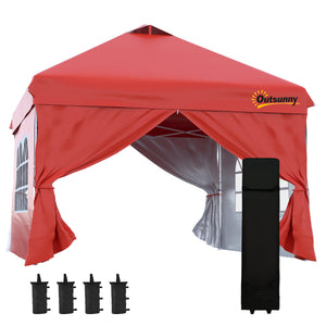 10 x 10 Folding Gazebo with Wheeled Carry Bag, Red