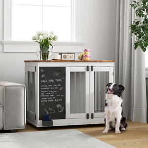 Meuble cage de 39" avec tableau noir, trois portes, blanc