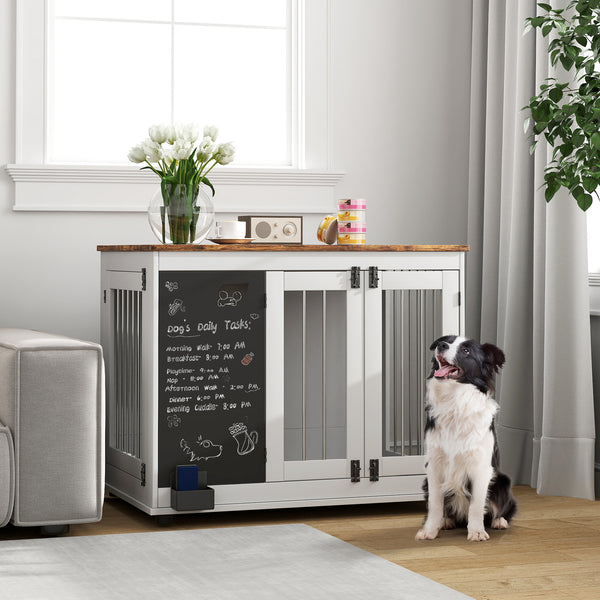 Meuble cage de 39" avec tableau noir, trois portes, blanc