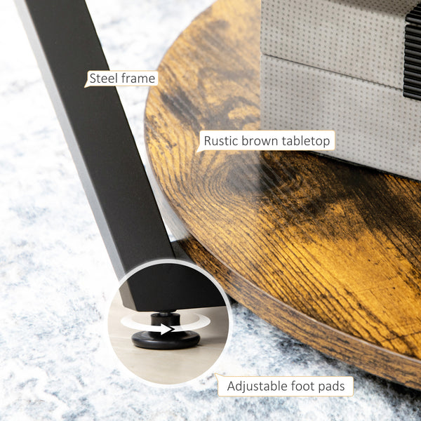 Table basse ronde à 2 niveaux avec étagère de rangement, marron rustique