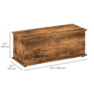 Coffre de rangement avec 2 charnières de sécurité, brun rustique
