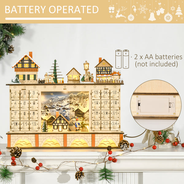 Calendrier de l'Avent de Noël en bois naturel