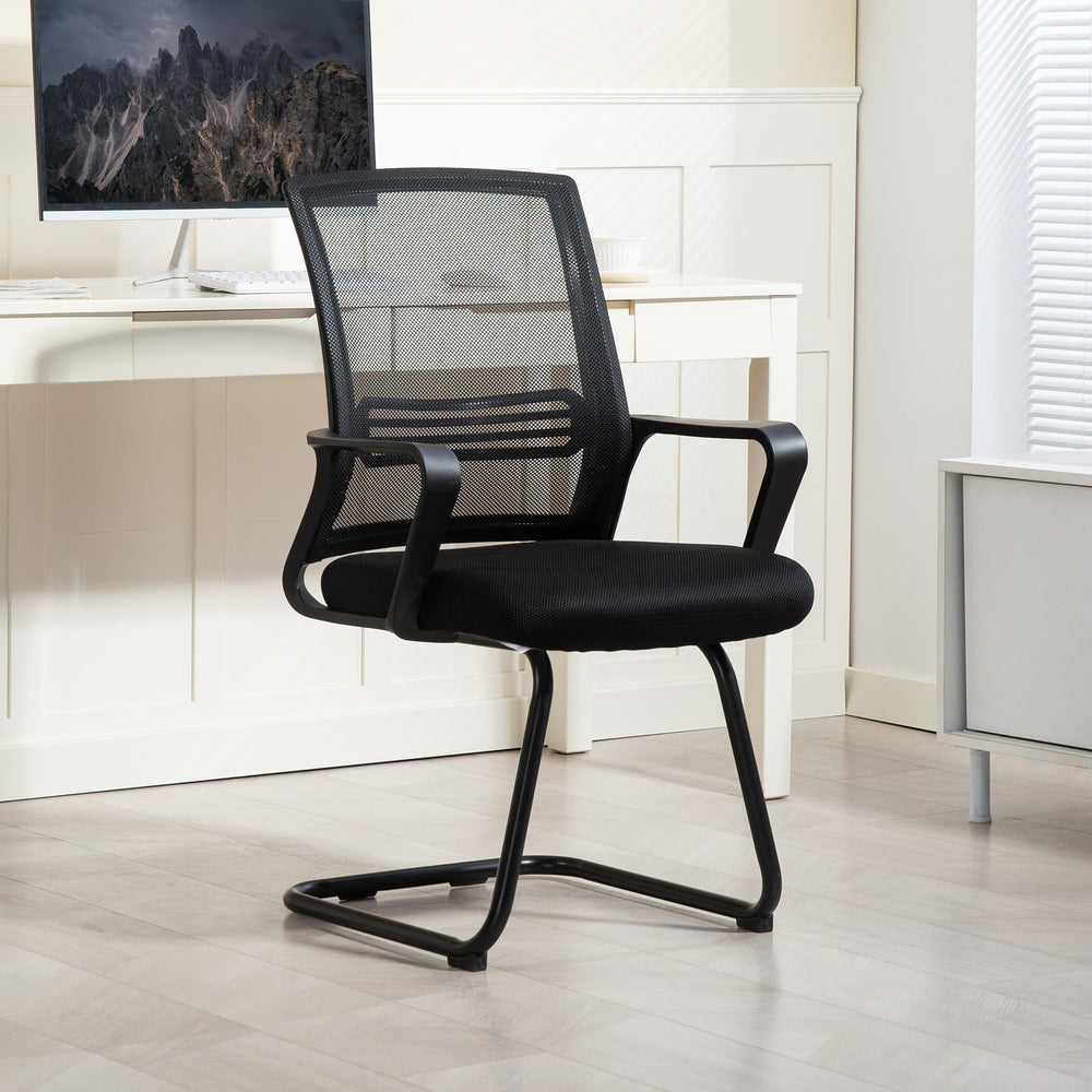Chaise de bureau ergonomique sans roulettes, noire