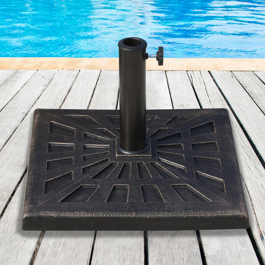 Base de parasol carrée d'extérieur en résine - Bronze