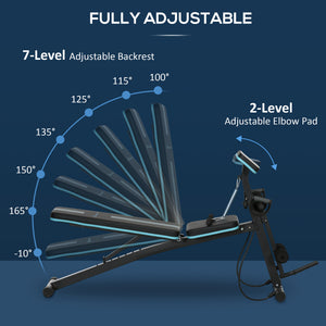 Banc de musculation pliable avec dossier ajustable à 7 positions – Noir et bleu