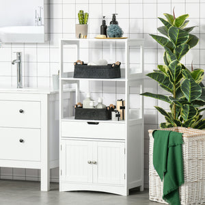 Bathroom cabinet with shelves, drawer and doors, for living room, white