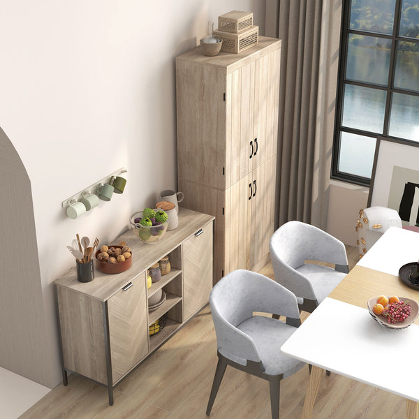 Sideboard Buffet Storage Cabinet Cupboard with 2 Doors and Adjustable Shelves for Dining Room, Kitchen, Living Room, Oak Tone