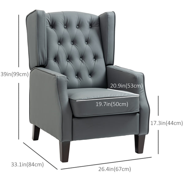 Fauteuil d'appoint moderne en similicuir avec rembourrage épais, gris