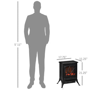 Cheminée électrique sur pied avec effet flamme LED réglable de 750 W/1 500 W, noir