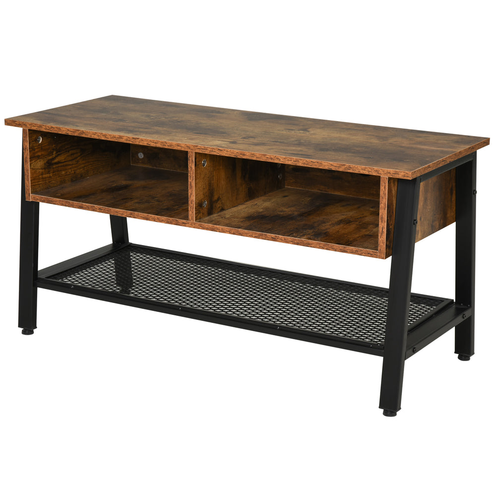 Meuble TV style industriel marron rustique adapté pour écran plat jusqu’à 45 pouces