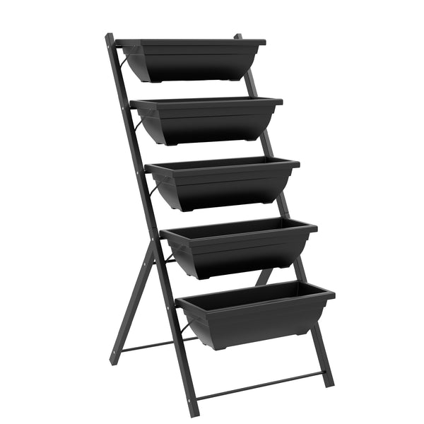 Jardinière surélevée à 5 niveaux avec 5 bacs à plantes, noire