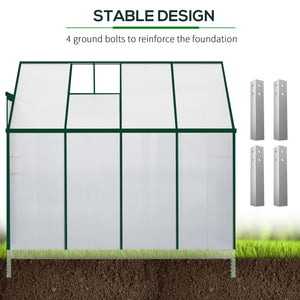 Aluminium and polycarbonate garden greenhouse with roof ventilation