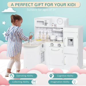 Cuisine pour enfants avec fontaine à eau, micro-ondes et accessoires, blanc