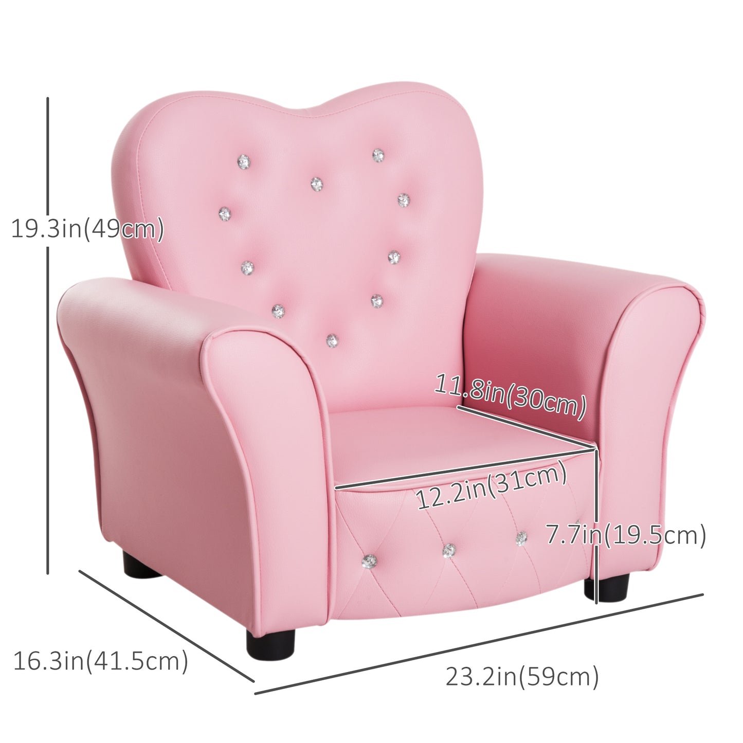 Fauteuil rembourré capitonné inclinable, Rose