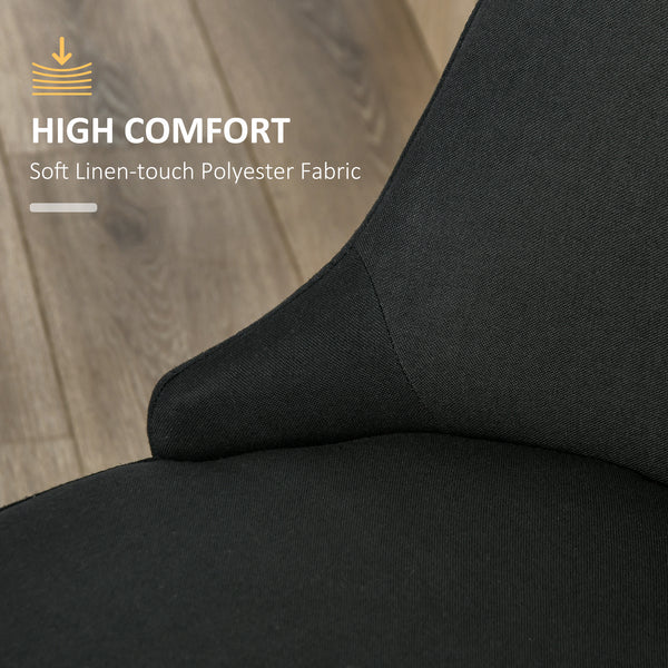 Set of 2 black upholstered fabric chairs