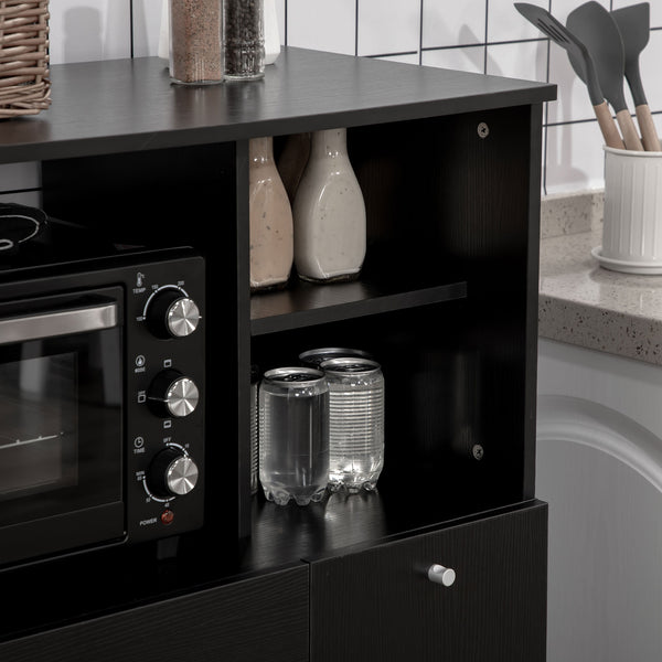 Armoire de cuisine avec support pour four à micro-onde, noir
