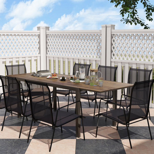 Table à manger extensible Outsunny de 160 à 240 cm pour 6 à 8 personnes, avec bordure en aluminium et cadre en acier, marron