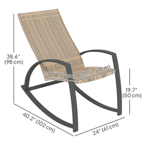 Ensemble de 2 chaises à bascule en rotin avec dossier haut et accoudoirs,  kaki
