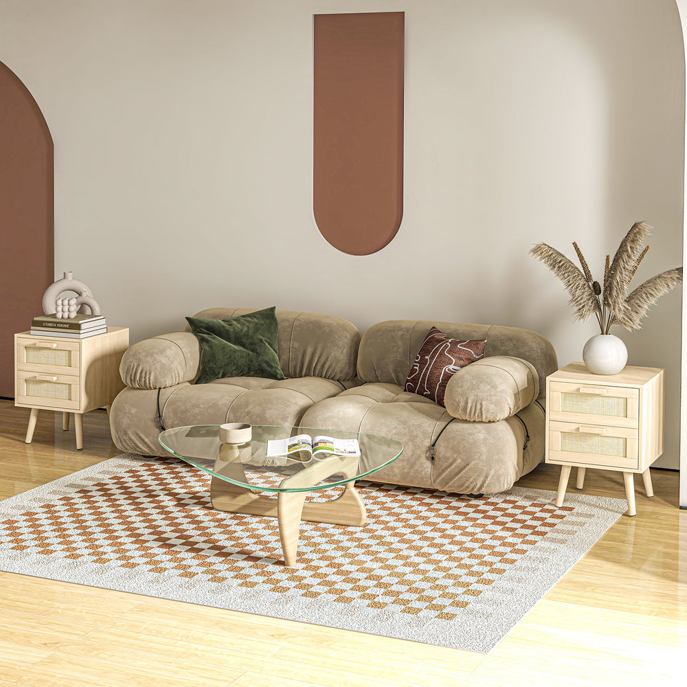 Lot de 2 tables de chevet style bohème avec 2 tiroirs