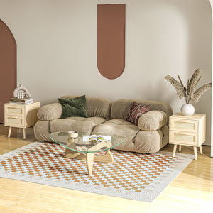 Lot de 2 tables de chevet style bohème avec 2 tiroirs