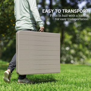 Ensemble table et bancs de camping pliants avec poignées de transport, marron