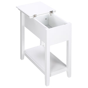 Table d'appoint rabattable avec étagère de rangement et passe-câbles, blanche