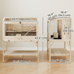 Cage pour hamster en bois à 2 niveaux avec rangement et accessoires