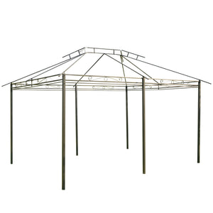 13'L x 10'W x 8.7'H Patio Gazebo Outdoor 2-Tiers Garden Canopy Yard Sunshade Shelter with Curtains, Grey