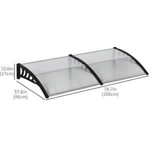 Auvent de porte en polycarbonate transparent de 6,6 x 3,1 pieds
