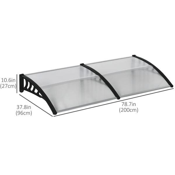 Auvent de porte en polycarbonate transparent de 6,6 x 3,1 pieds