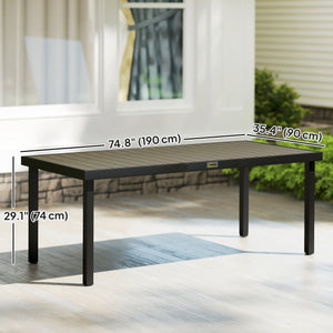 Patio Dining Table for 8, Rectangular Aluminum Outdoor Table for Garden Lawn Backyard, Natural