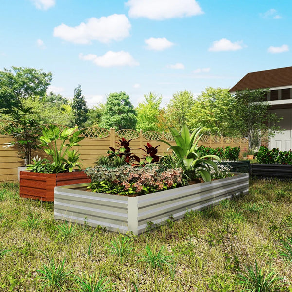 Jardinière surélevée galvanisée, argent