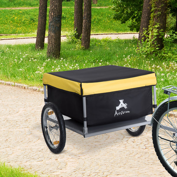 Folding bicycle trailer, yellow and black