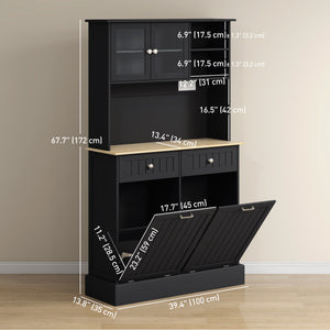 Meuble de cuisine avec station de charge et 2 placards basculant, noir