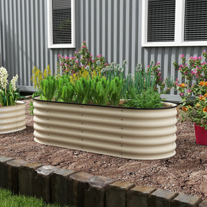 Jardinière surélevée en acier galvanisé avec bordure de sécurité, blanc crème