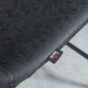 Set of 2 vintage-style bar stools in faux leather, black