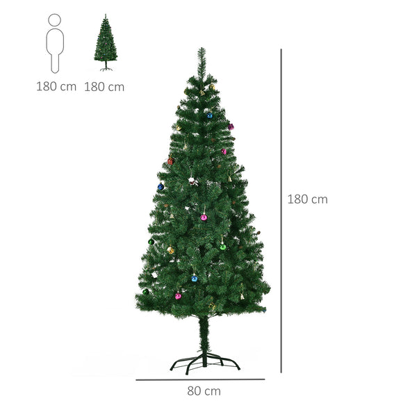 Sapin de Noël artificiel vert de 6 pieds avec décoration