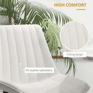 Set of 2 chairs with faux leather upholstery and steel legs, cream color