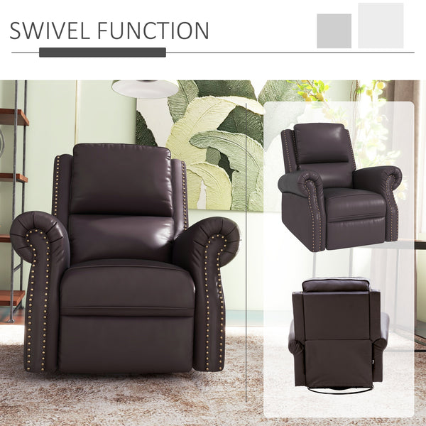 Fauteuil inclinable pivotant à bascule en cuir PU avec dossier, marron