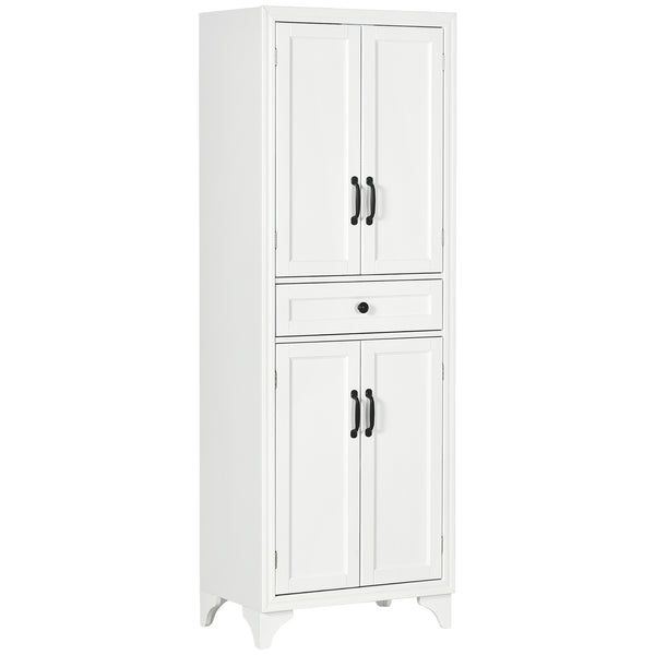 Freestanding storage unit with 2 shelves and 4 doors, storage cabinet, white