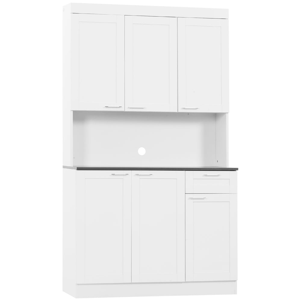 Buffet de 71" avec étagères réglables, blanc brillant